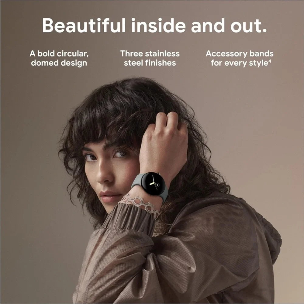 Google Pixel Watch -Silver Stainless Steel case with Charcoal Active band - WiFi
